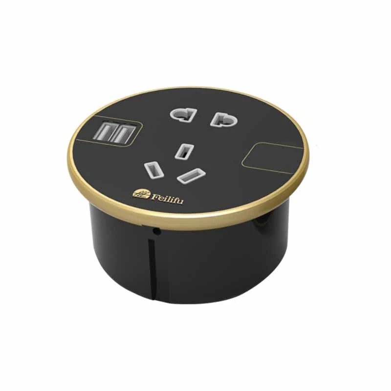 Embedded Round Desktop Power Grommet ກັບ 2Usb Charger Port