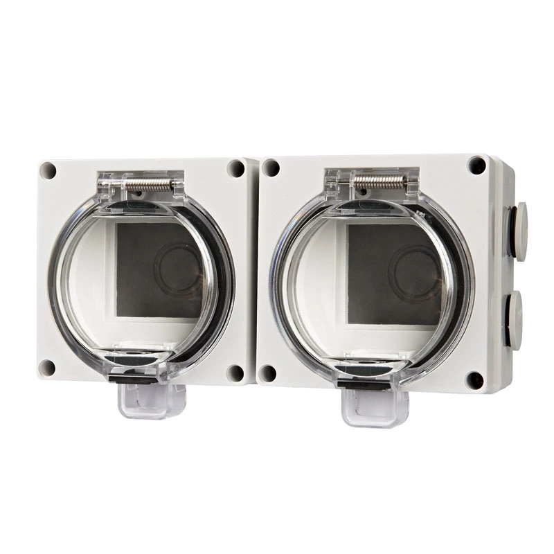 IP66 Series Waterproof Socket 2 Modules Empty Enclosure