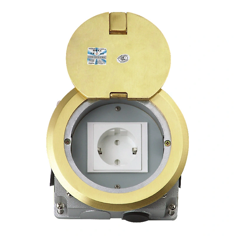 Round Cover Floor Socket ເຕົ້າຮັບໂລຫະປະສົມທອງເຫຼືອງ